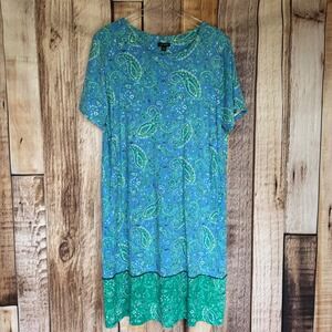J Jill Paisley Dress Boho Relaxed Lagenlook Casual Everyday Spring Summer XL